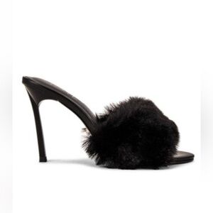 RAYE REGINA HEEL Elegant Black Fur Women's mules Heels